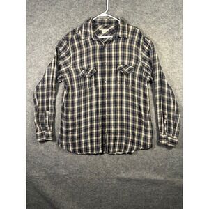 Carbon 2 Cobalt Mens XXL Plaid Flannel Shirt Long Sleeve Button Front‎